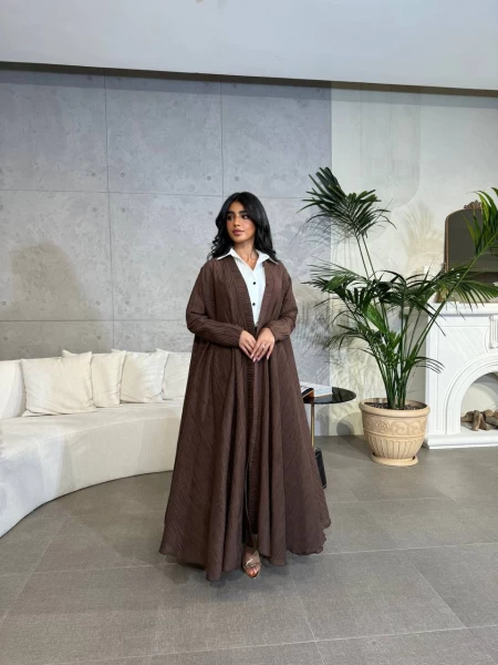 Abaya Crepe Crumpled Brown IB174 Brown